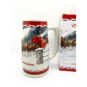 Budweiser Holiday Stein 2010 Ceramic Beer Mug Christmas Clydesdales